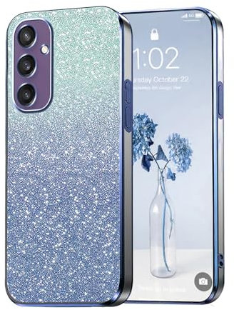PanXCase Glitzer Hülle für Samsung Galaxy A56 5G - Transparent Glitter Mädchen Frau Elegant HandyHülle, Durchsichtig Bling Ultra Dünn Stoßfest Schutzhülle (Blau)