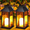 Dekofun Lanterne Solaire Exterieur Jardin 2 Pièces Lampe de Table Solaire Exterieur avec Bougie LED Flamme Vacillante, IP44 Étanche Solaires Exterieur Jardin pour Balcon Terrasse Cour Decoration
