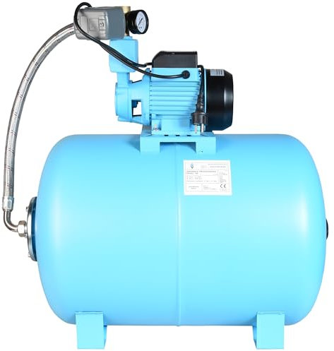 Hauswasserwerk WZP 750 - Geräuscharmer Hochdruck - Wasserpumpe (3000l/h, 750W Förderhöhe 55m) - 100L Druckkessel - Hauswasserautomat mit Druckschalter Manometer - Ideal für Gartenbewässerung 100 Liter