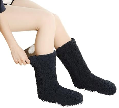 WXBCDS Hausschuhsocken Damen Slipper Socken Thermo Boden Socken for Frauen Einfarbig Teppich Schlaf Socken Hausschuhe(Color 1)