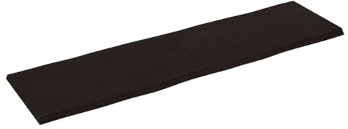 Eleganz Massive Eichentischplatte 180x50 cm mit dunkler Oberfläche - Baumkante für rustikale Einrichtung - Langlebig & umweltfreundlich