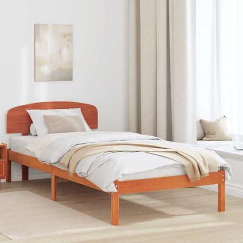 vidaXL Bettrahmen Wachsbraun 90 x 200 cm Massives Kiefernholz