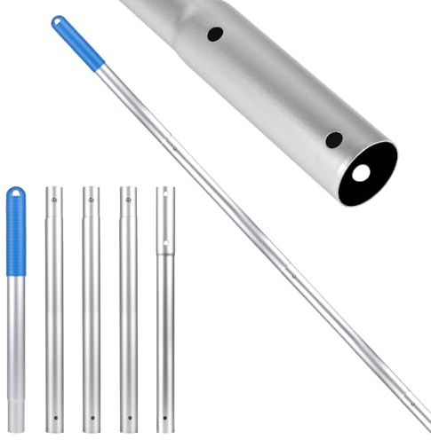 LALAGO Asta Telescopica per Piscina, 5 sezioni 1,7m con clip EZ regolabile, Asta per Piscina in Alluminio, per Comuni, Skimmer Net, Spazzole