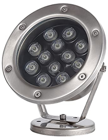 WZYJLyds Unterwasser-Teichscheinwerfer Niederspannungs-Brunnenbeleuchtung LED 12V Wasserdicht IP68 Rostfreier Stahl Unterwasserbeleuchtung für Pool, Springbrunnen, Teich(Warmweiß,12W)