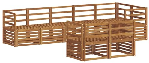 vidaXL Sofagarnituren 8 pcs Natur Massivholz Akazie, Garten-Sitzgarnitur, modernes Lounge-Set, pflegeleichtes Gartenmöbel, gemütliche Terrassen-Sitzgelegenheit