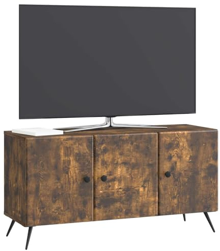 vidaXL TV-Schränk Geräucherte Eiche 99 x 34,5 x 50 cm Holzwerkstoff, Wohnzimmer, Rechteckiges Mediencenter mit viel Stauraum, Moderner TV-Ständer und Ausstellungsregal