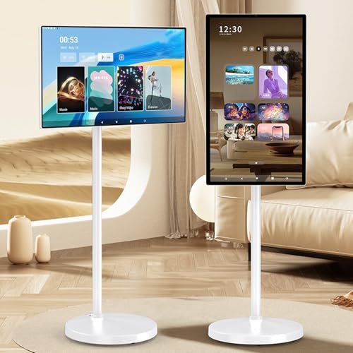Naturalpowev Moniteur Portable de 21.5/24/27/32, avec écran Intelligent Rotatif de 1080P/4K, écran Tactile, Android 13, Batterie intégrée, Rotation complète à 360 degrés 21.5in-4+64GB