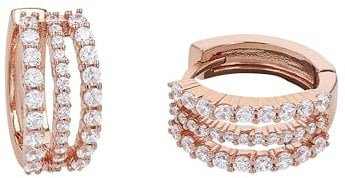 Amor Creolen 925 Sterling Silber Damen Ohrschmuck, mit Zirkonia synth., 1,3 cm, Roséfarben, Kommt in Schmuck Geschenk Box, 2016302
