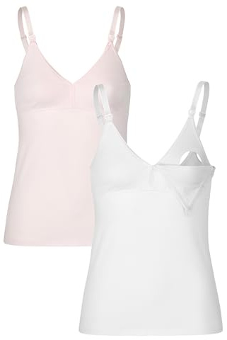 Herzmutter Canotta Allattamento Cotone - Oeko Tex 100 -Top Premaman Allamento - Reggiseno Integrato - Canottiere Allatamento – 5400