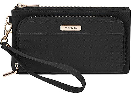Travelon RFID-blockierende Handy-Clutch-Geldbörse, Schwarz, 8.25 x 4.5 x 1, RFID-blockierende Handy-Clutch-Geldbörse