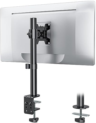 WALI Single Monitor Arm for Screens Up to 27 Inch, Fully Adjustable Mount with Tilt Swivel Rotate, Holds Up to 10 kg, VESA 75 & 100mm, Black