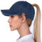 BLURBE Pferdeschwanz-Baseballkappen für Damen – Gewaschene, einfarbige Baumwolle, verstellbar, Klassische Vintage-Denim-Baseballmützen, Sonnenkappen für Damen im Freien