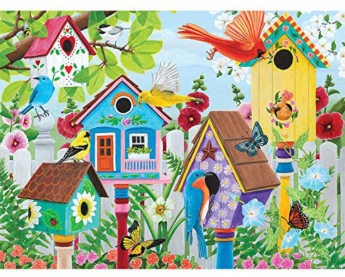 Bits and Pieces - 500 Piece Jigsaw Puzzle for Adults – ‘Birdhouse Garden’ 500 pc Large Piece Jigsaw by Artist Kathy Bambeck - 51cm x 69cm