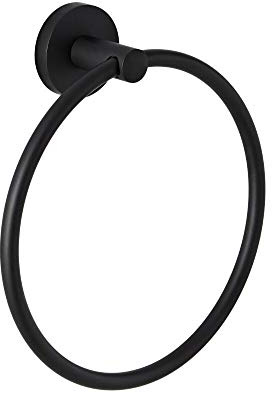 MILANO Bathroom Wall Mounted Round Towel Ring Holder Black