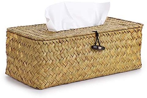 Sumnacon Boîte à Mouchoir Rectangulaire Distributeur boîte tissée en roseaux (Naturelle)