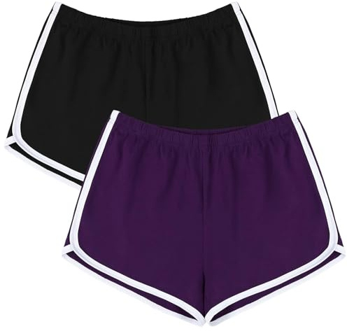 URATOT Lot de 2 Shorts de Sport en Coton pour Femme