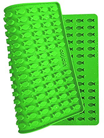 Collory Mini Fisch (2cm) Silikon Backform für Hundekekse & Hundeleckerlis, Pralinenform, Schokoladenform, Antihaftend und Lebensmittelecht (BPA-Frei)
