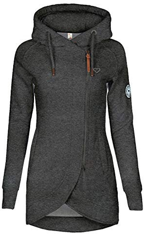 ELFIN Women's Long Sleeve Zipper Hoodies Sweatshirt Jumper Jacket Coat Outwear Pullover Hoody