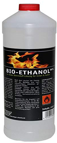 1 Liter Bio Ethanol (Bioethanol, hochwertiger reiner Naturbrennstoff mit einem Ethanolgehalt von 96% inkl. Microfasertuch von E-Com24