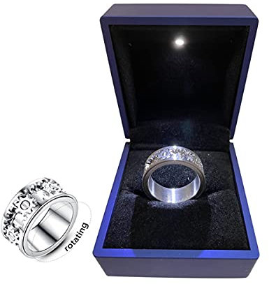 AMZCOM Anxiety Spinner Ring für Herren Damen, Edelstahl Breit Ringe Drehbare Fidget Ringe für Angst Sorgen, Freundschaftsringe, Anti Stress Fidget Ring, Angst Ring,13