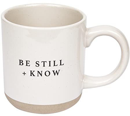 Sweet Water Decor Be Still and Know Mug - Religious Christian Coffee Mug - Inspirational Bible Verse - 14oz Stoneware Coffee Cup - Microwave & Dishwasher Safe