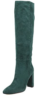 QUEEN HELENA Stivali Alti al Ginocchio a Punta Eleganti Casual con Tacco Semplici Comodi Senza Chiusura Donna K2010 (K2028 Verde, numeric_35)