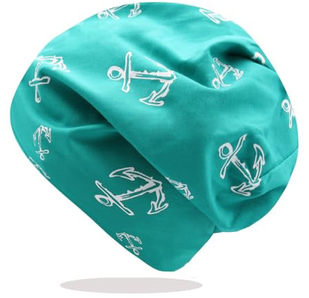 Glamexx24 Long Klassische Beanie Mütze für den Frühling: Herren und Damen Mütze Damen Winter Wollmütze Herren, Unisex Long Klassische Beanie Mütze für den Frühling, Herbst und Winter Mit Anker Muster