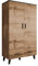Drehtürenschrank Lotta II mit Zwei Schubladen, Kleiderschrank im skandinavischen Stil, Elegantes Schlafzimmer Schrank, Jugendzimmer, Wohnzimmer (Eiche Wotan + Schwarz)