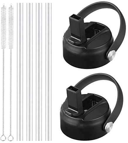 Straw Lid for Hydro Flask Wide Mouth, Straw Lids with Flexible Handle and Straws, Replacement Sports Straw Cap for Hydroflask Straw Lids Wide Mouth Top(2 Pack)