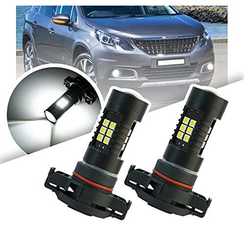 Nslumo Ampoules LED PSX24W Antibrouillard pour Peugeot 207 208 2008 3008, Citroën C3 C4 - Xénon Blanc Canbus