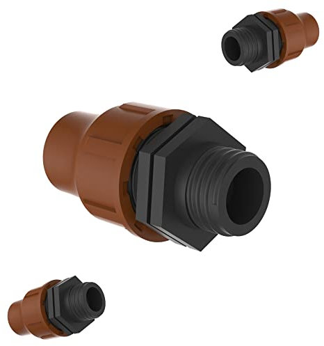 Kirchhoff | 3 x M-Kupplung | Fitting für Tröpfchenbewässerung | Klemmverbindung für Drip-Bewässerung | Made in EU | Garten-Bewässerungssystem