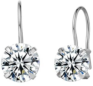 Limerencia Titan Ohrhänger Ohrringe, G23 Leichte Zirkonia Tropfen Ohrringe, Medizinisch Hängend Ohrringe für Damen (Silber 8 mm CZ)