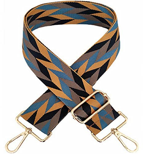 Kiwochy Verstellbarer Taschengurt Breiter Schultergurt Für Taschen Trageriemen Umhängegurt Handtaschen Schulterriemen Breite 2 Zoll Karabiner in Gold für Taschen Handtaschen(Mixed-Braun Blau Schwarz)