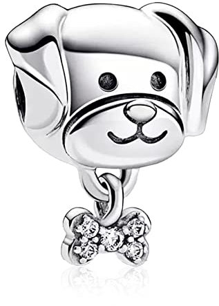 Annmors Animal Charm-Anhänger 925 Sterling Silver Love Pet Dog Charm with Cubic Zirconia for Dog Lovers,Halloween Geburtstag Weihnachten Schmuck Geschenk für Mädchen