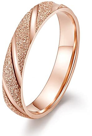 Stfery Eheringe Carbon Titan, Rosegold Ring 62 Einfach Modeschmuck Geburtstags Geschenk für Freund