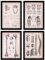 Nacnic Poster-Set, 4 Stück, menschliche Anatomie, Wirbelsäule, Hände und Kiefer, Biologie und Medizin Illustrationen im Vintage-Stil, Innendekoration, A4, schwarzer Rahmen