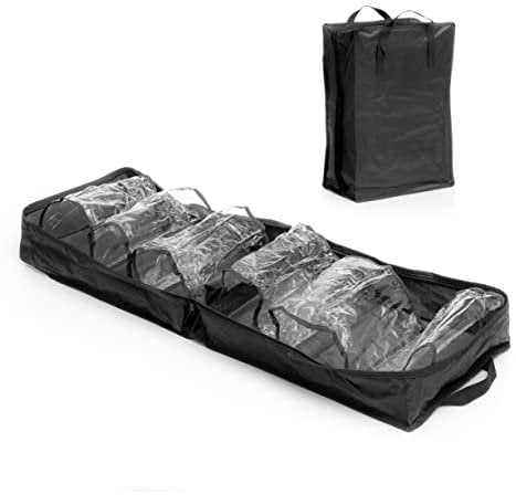 InnovaGoods® Shoe Travel Bag, 6 Compartiments Transparents, Peut contenir 6 Paires de Chaussures, Design Compact et léger, Noir, Moyen, Polyester