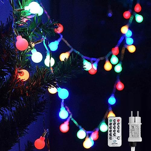 WOWDSGN Cadena de Luces Esféricas de Colores, 20M 200 LED Regulables, Guirnalda de Luces de Fiesta con Enchufe para Interior y Exterior, 8 Modos de Iluminación, Ahorro de Energía, Ideal para Navidad