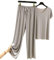 Doux et Confortable Ice Silk t - Shirt à Manches Courtes Lot de Deux Pantalons Larges Jambes, Ensemble Pyjama pour Femmes, t - Shirt Large Jambes Pantalons Larges Lot de Deux (Gray,M)