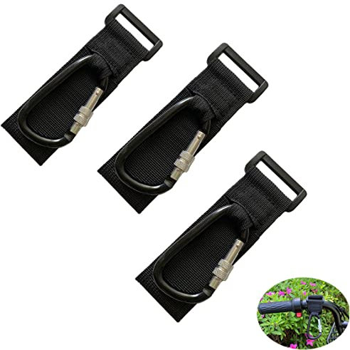 YehVeh 3 Pack Handlebar Hook Clamp Bike Hooks for Hanging Helmet Purse Diaper Bags D Clips Clasp Hanger Heavy Duty Strap Lock for Motorcycles Stroller Wheelchair Scooters Bicycles Vehicle Handle Bar