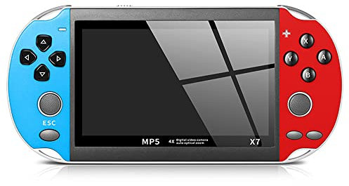 YTFSKFUI Handheld Game Console, X7, 4.1 Inch Screen, 10000+ Games, Rechargeable, Support Video Music E-Book Headphones(Red)