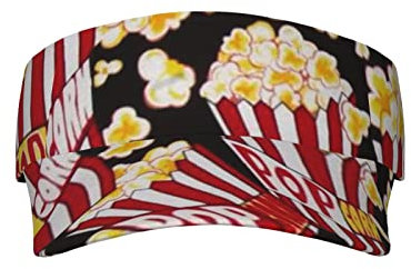 Bxcqzs Lustige Katze Lesen Sonne Sport Visier Hüte Verstellbare Kappe für Damen Herren, Popcorn-Druck, One size