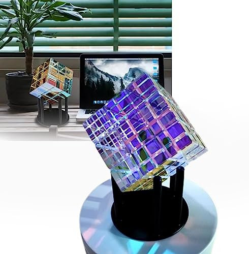 BLUEZY Magik Chroma Cube, Lichtbrechung Glasskulptur, Glas skulptur Dekoration, Multi Color Glass Statue Kreative Vertikale Kristallskulptur