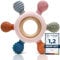 CAJA Beißring Baby - Beißspielzeug Zahnungshilfe aus Silikon & Holz, Baby, BPA-frei, Tiermotive, Zahnen & Greifring für Babys - Sicheres Spielzeug (Pink)