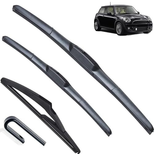 3-teiliges Scheibenwischer-Set for vorne und hinten, kompatibel mit Mini Cooper R56 Hatch 2007–2011, Windschutzscheibe, Windschutzscheibe, Fensterbürsten, 19 Zoll, 18 Zoll, 10 Zoll