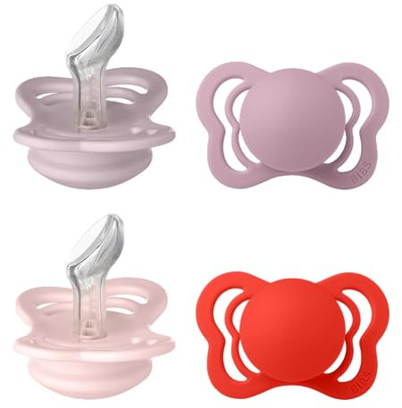 BIBS Couture Schnuller 4er-Pack, BPA-frei, Kiefergerechte Form. Silikon, Hergestellt in Dänemark, Größe 1 (0-6 Monate), Blossom Mix