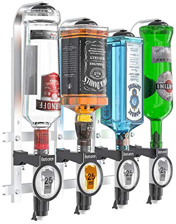 Barbarian 3/4/6 Bottle Optics for Spirits - Bar Butler Shot Measure Bracket Alcohol Wine Upside Down Drink Dispenser Home bar Garage Man cave (4 Bottle Professional 35ml)
