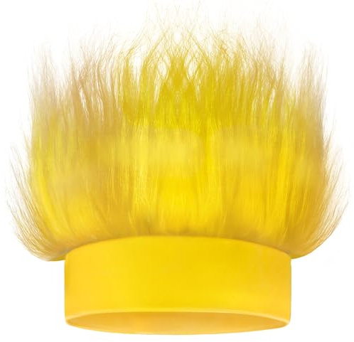 Novelty Place Gelbes Haar-Stirnband – lustige, flauschige Troll-Perücke mit verrücktem Haar – ideal für Sportpartys, Kostüme, Cosplay und Halloween – ideal für Kinder, Jugendliche und Erwachsene