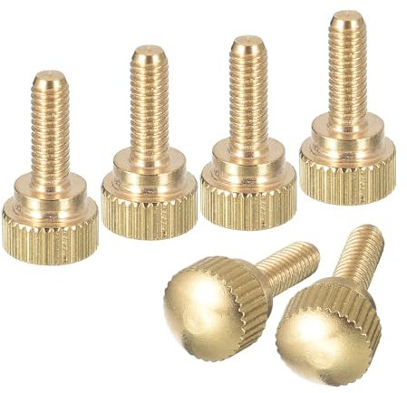 QUARKZMAN M4x12mm gerändelte Daumenschrauben, 6 Stück Messing gerändelte Daumenschrauben Bolzen mit Schultergriffknöpfen Befestigungselemente, Messingfarbe
