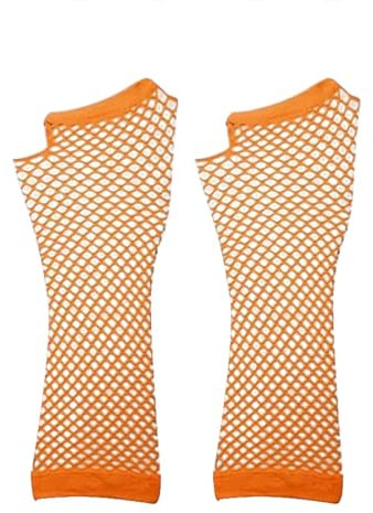 Lang Fischnetz Handschuhe fingerlose Armstulpen Retro Party Disco Maskerade Kostüm Zubehör Damen Stretch Mesh Handschuhe Fischnetz Handschuhe für Verkleidung Netz Mesh Handschuhe 80